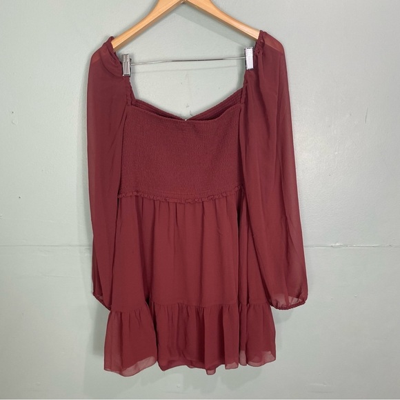 Aritzia Wilfred Tempest Dress Garnet Red Mini Long Sleeve Sz XL - Picture 5 of 5